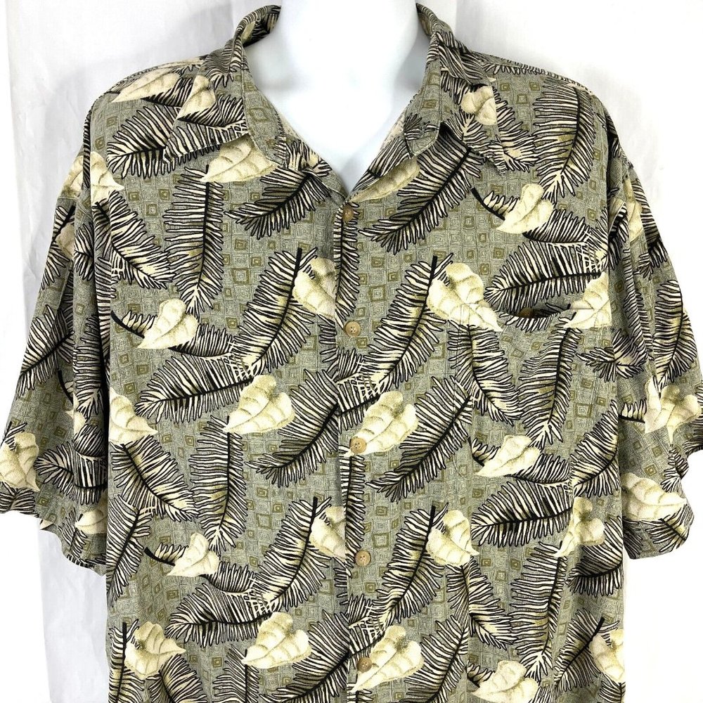 Shaver Lake Big & Tall Silk XXL Hawaiian Shirt 2X Mens 58x32 Tropical Palms